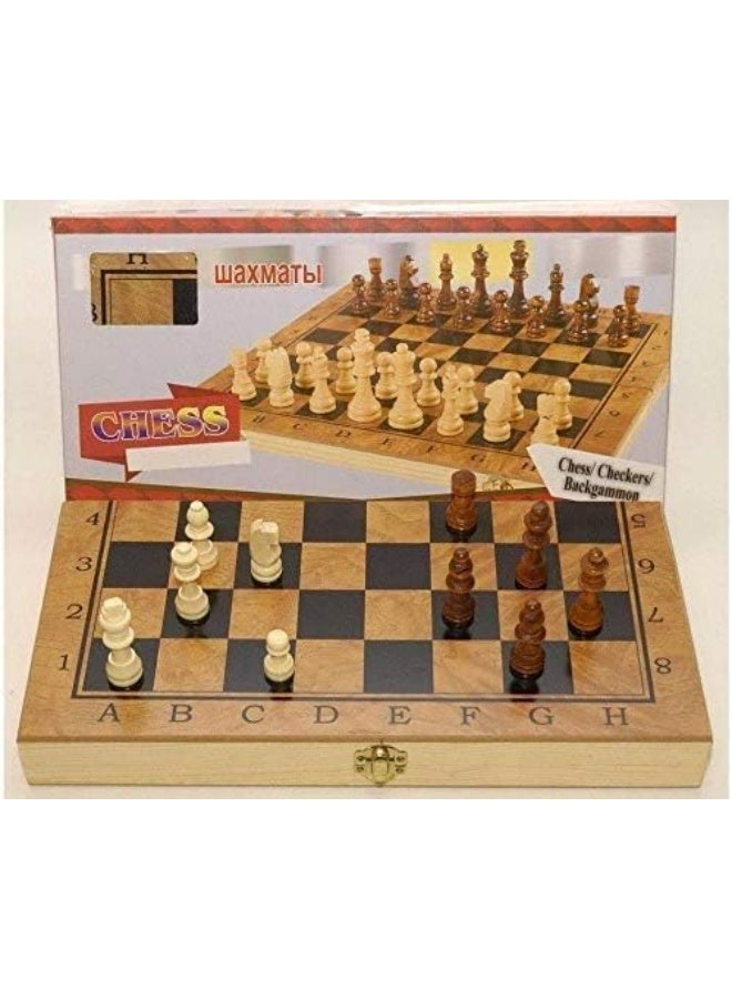 لعبة شطرنج خشبية 3 في 1 ، لوحة شطرنج قابلة للطي مع قطع شطرنج، لعبة ذكاء استراتيجية، مجموعة ألعاب سفر محمولة - Image 5